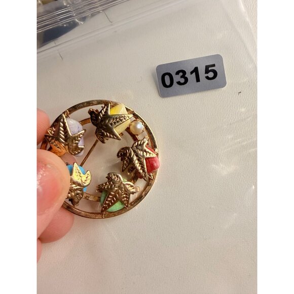 Sarah Coventry Leaf Pebble stone Wreath Brooch Pin Costume Jewelry - Picture 6 of 7